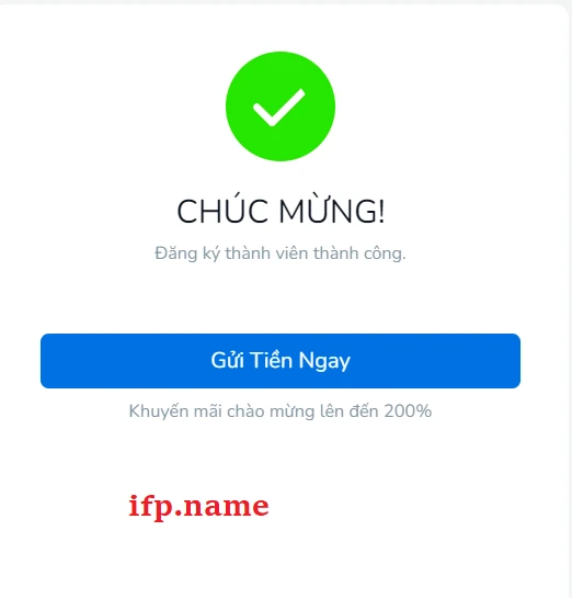 đăng ký tài khoản BK8 thành công