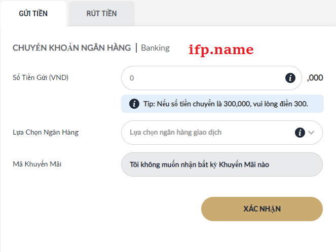 nhập thông tin chuyển tiền